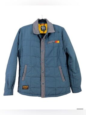 Yo Colorado Blue Quilted Snap Front Jacket with Corduroy Collar, Women’s Medium